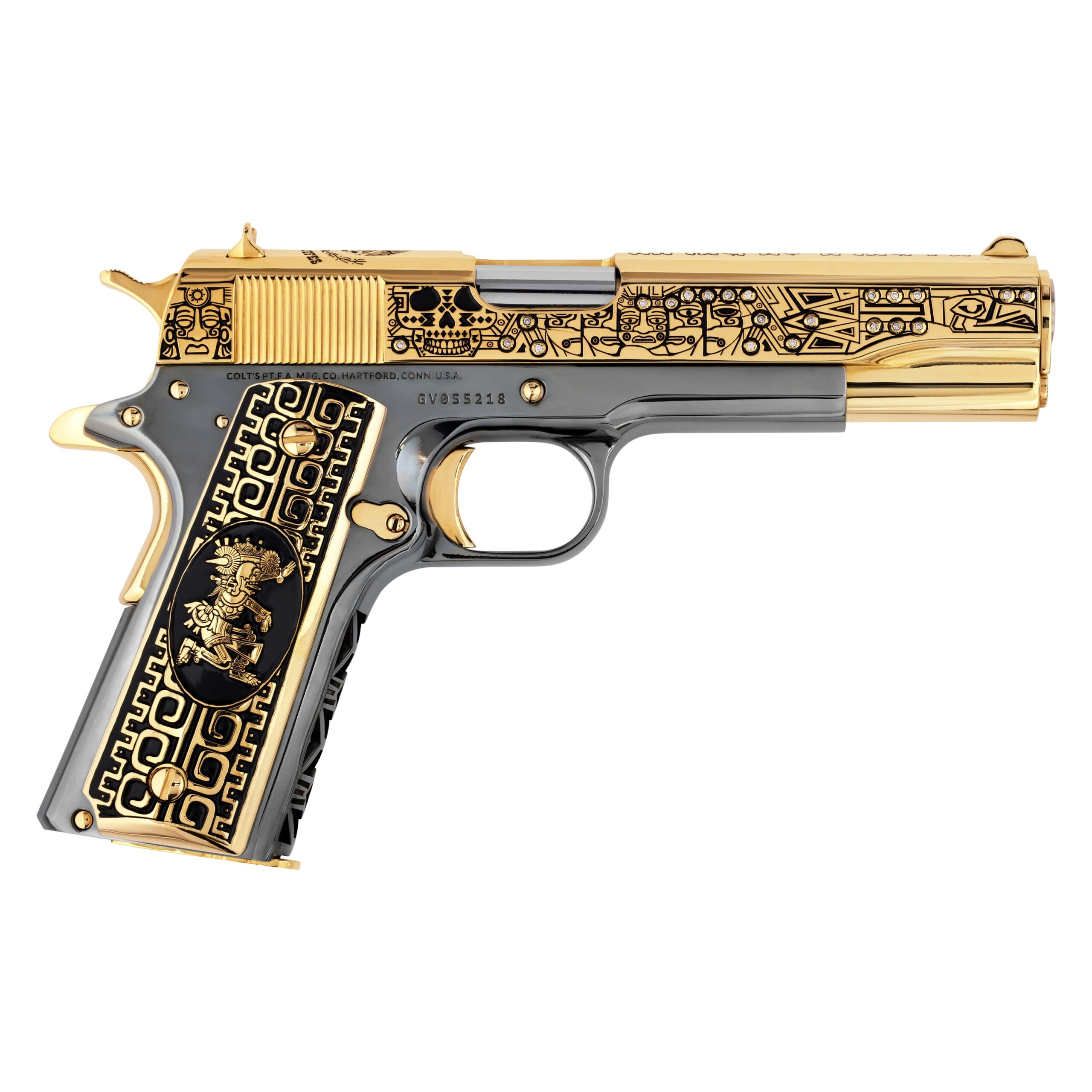 Colt 1911 Government, El Jefe De Jefes Diamond Edition, 38 Super, 9 + 1, 24K Gold & Black Chrome - Image 2