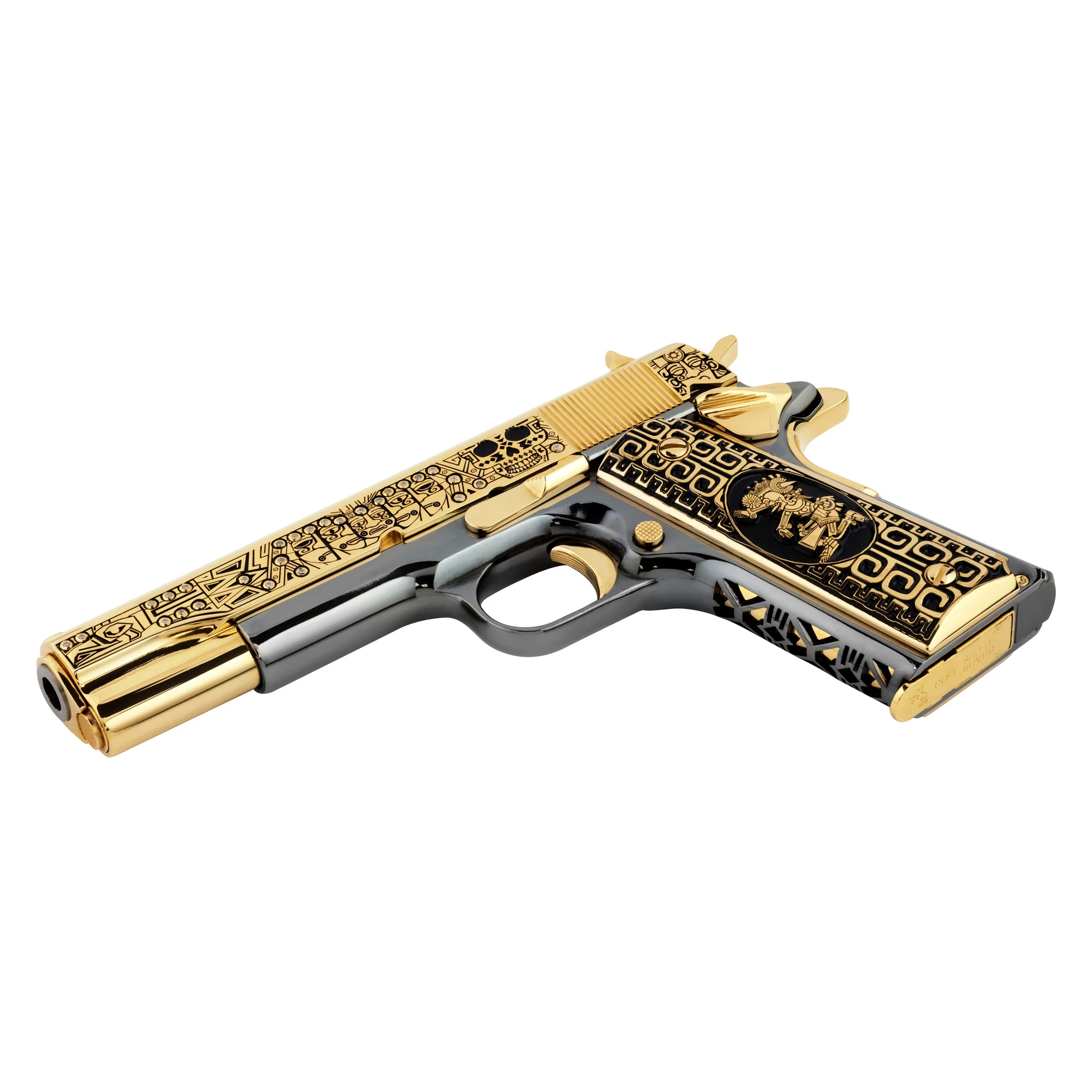 Colt 1911 Government, El Jefe De Jefes Diamond Edition, 38 Super, 9 + 1, 24K Gold & Black Chrome - Image 7