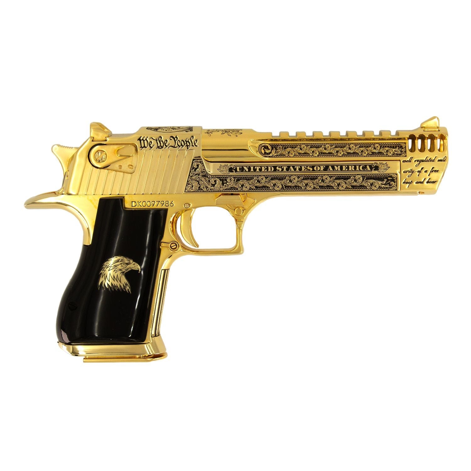 Magnum Research Desert Eagle Patriot 50 AE, 6", 24kt Gold Plated and Engraved - Image 2