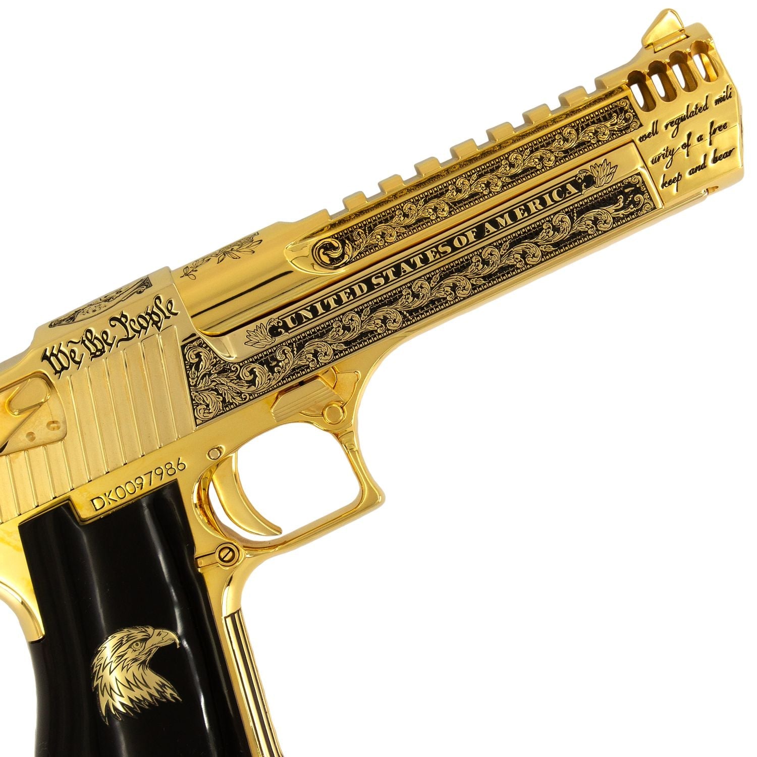 Magnum Research Desert Eagle Patriot 50 AE, 6", 24kt Gold Plated and Engraved - Image 5