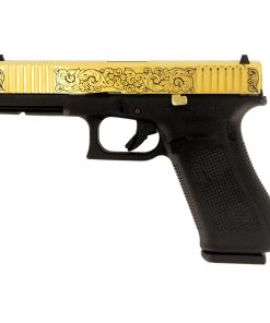 Glock G17 Gen 5, 9MM, English Scroll, 24 Karat Gold