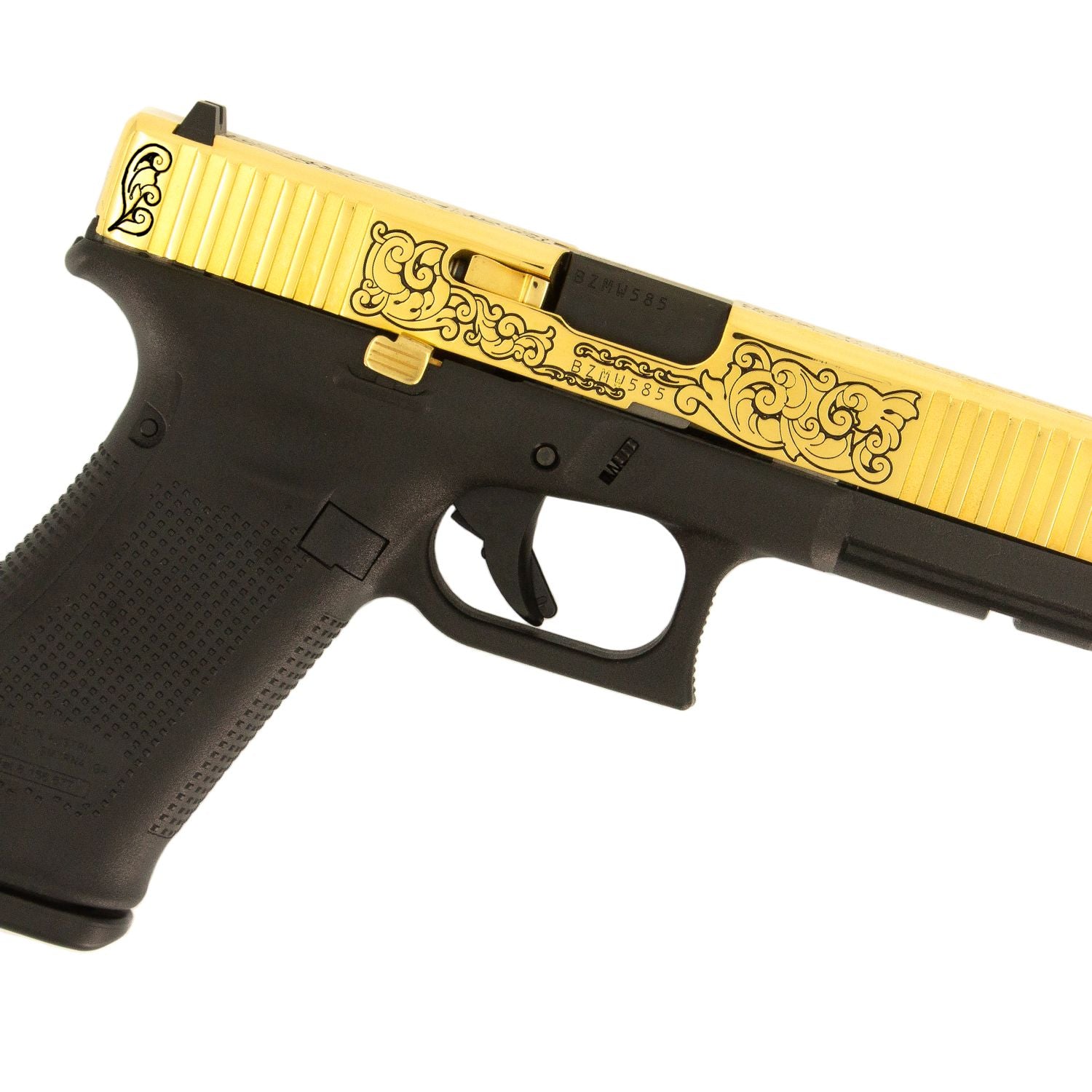 Glock G17 Gen 5, 9MM, English Scroll, 24 Karat Gold - Image 3