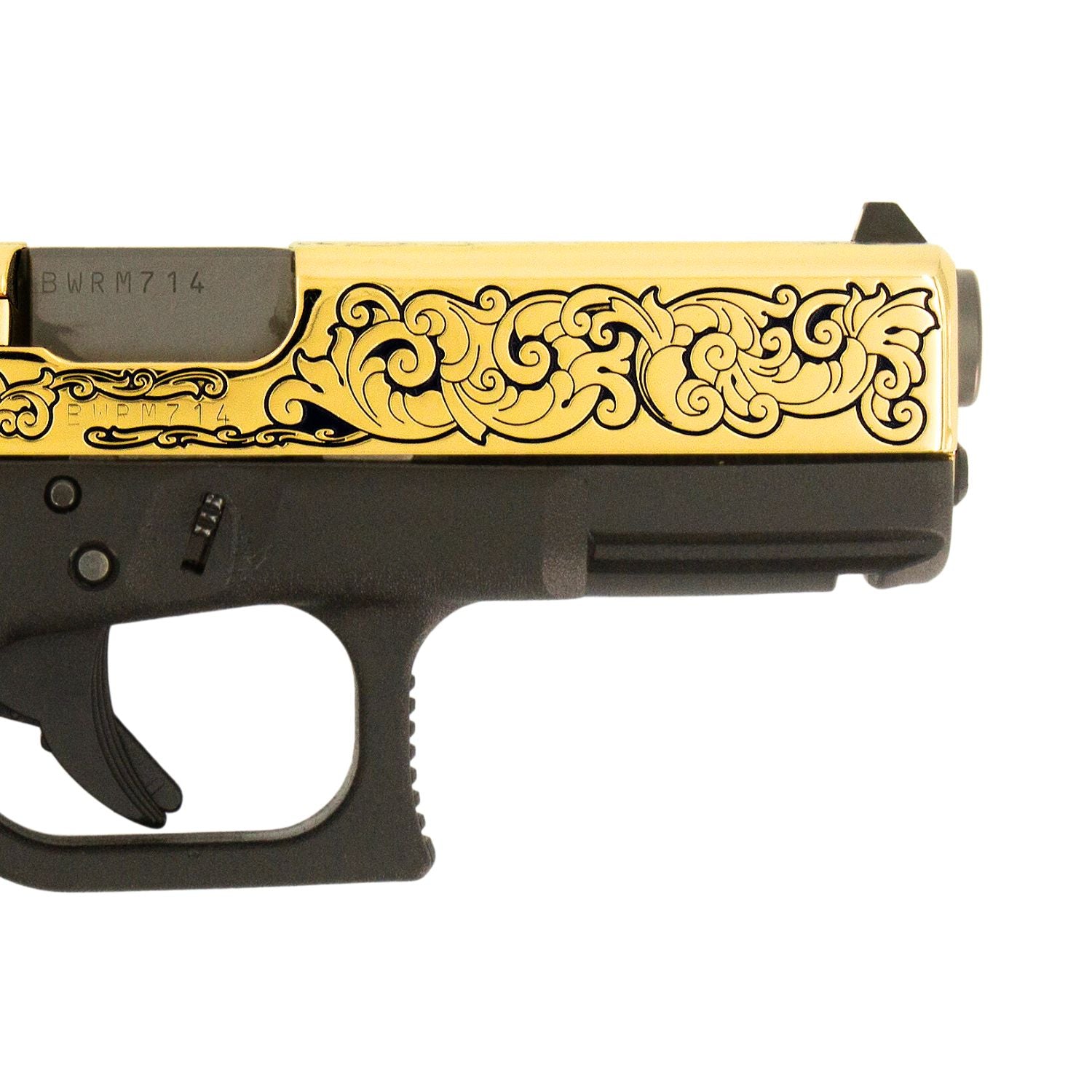 Glock G19 Gen 3, 9MM, English Scroll, 24 Karat Gold - Image 4