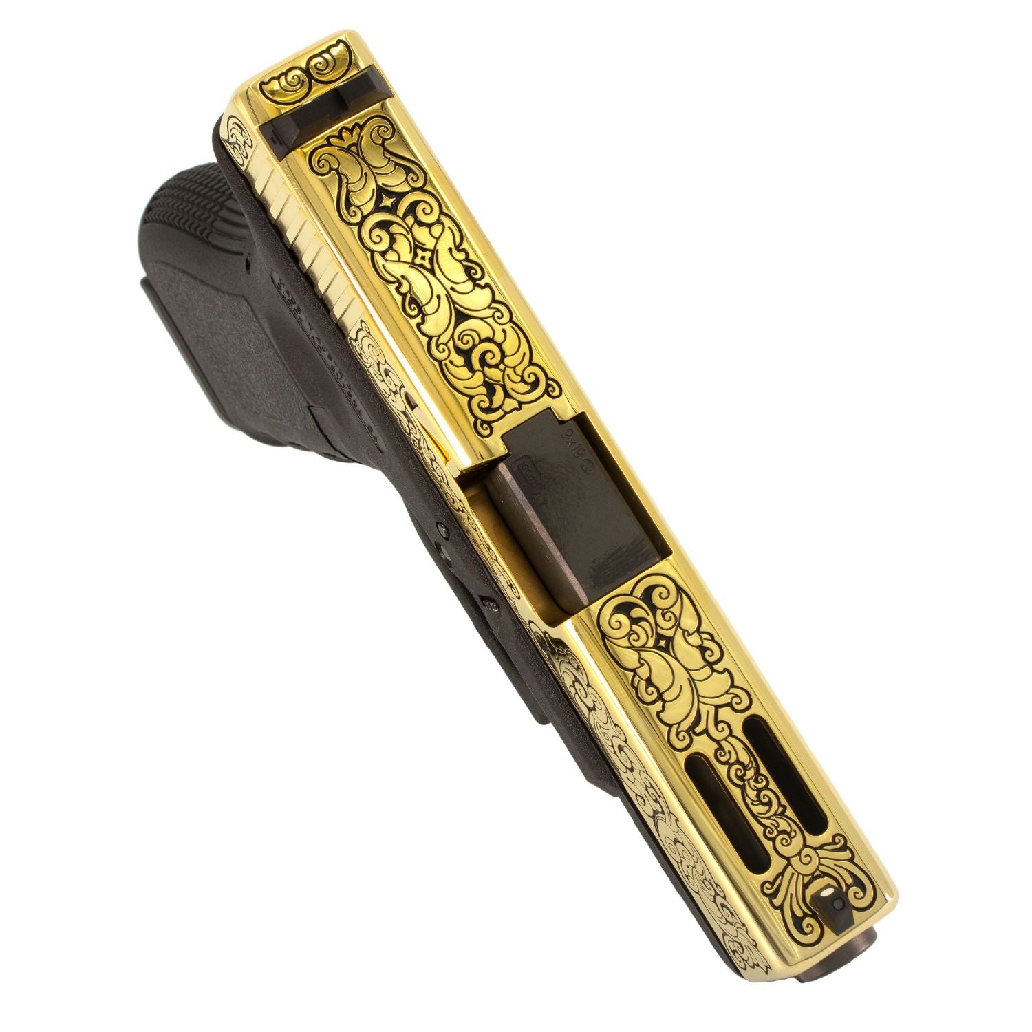 Glock G19 Gen 3, 9MM, English Scroll, 24 Karat Gold - Image 5