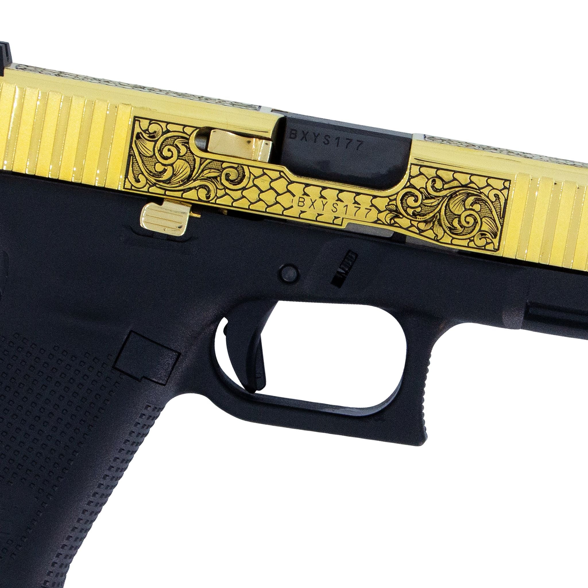 Glock G19 Gen 5, 9MM, Tuscan Scroll, 24 Karat Gold - Image 3
