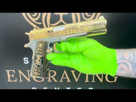 Colt 1911 Government, El Jefe De Jefes Diamond Edition, 38 Super, 9 + 1, 24K Gold & Black Chrome - Image 4