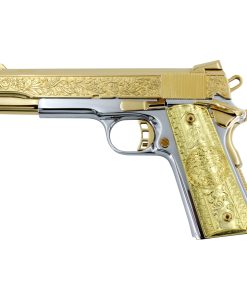 Rock Island 1911, 45 ACP, Italian Renaissance, 24K Gold Plated Slide & Accents with High Polished White Chrome Frame