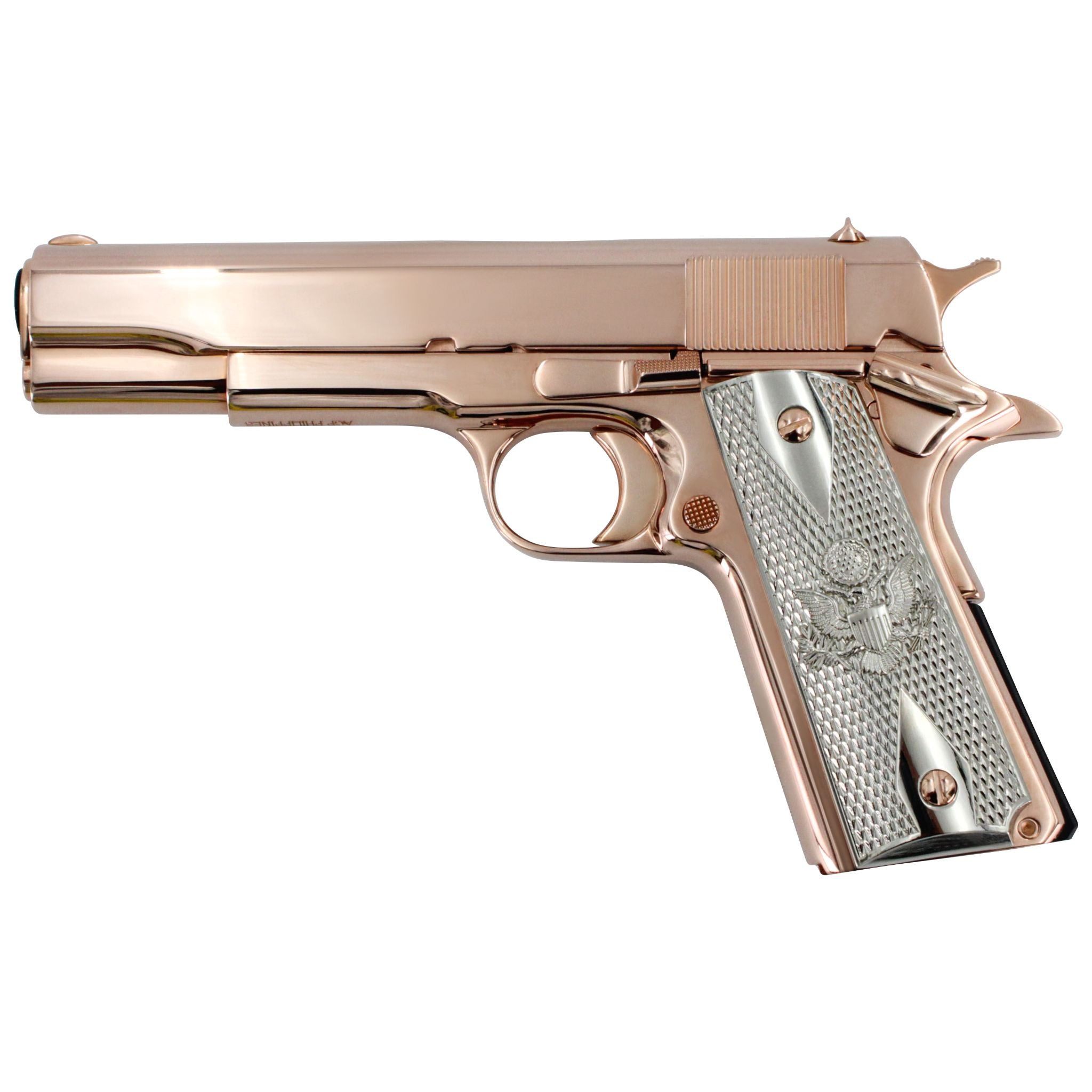 Rock Island 1911 FS, .45 ACP, 18 karat Rose Gold Plated, California compliant handguns