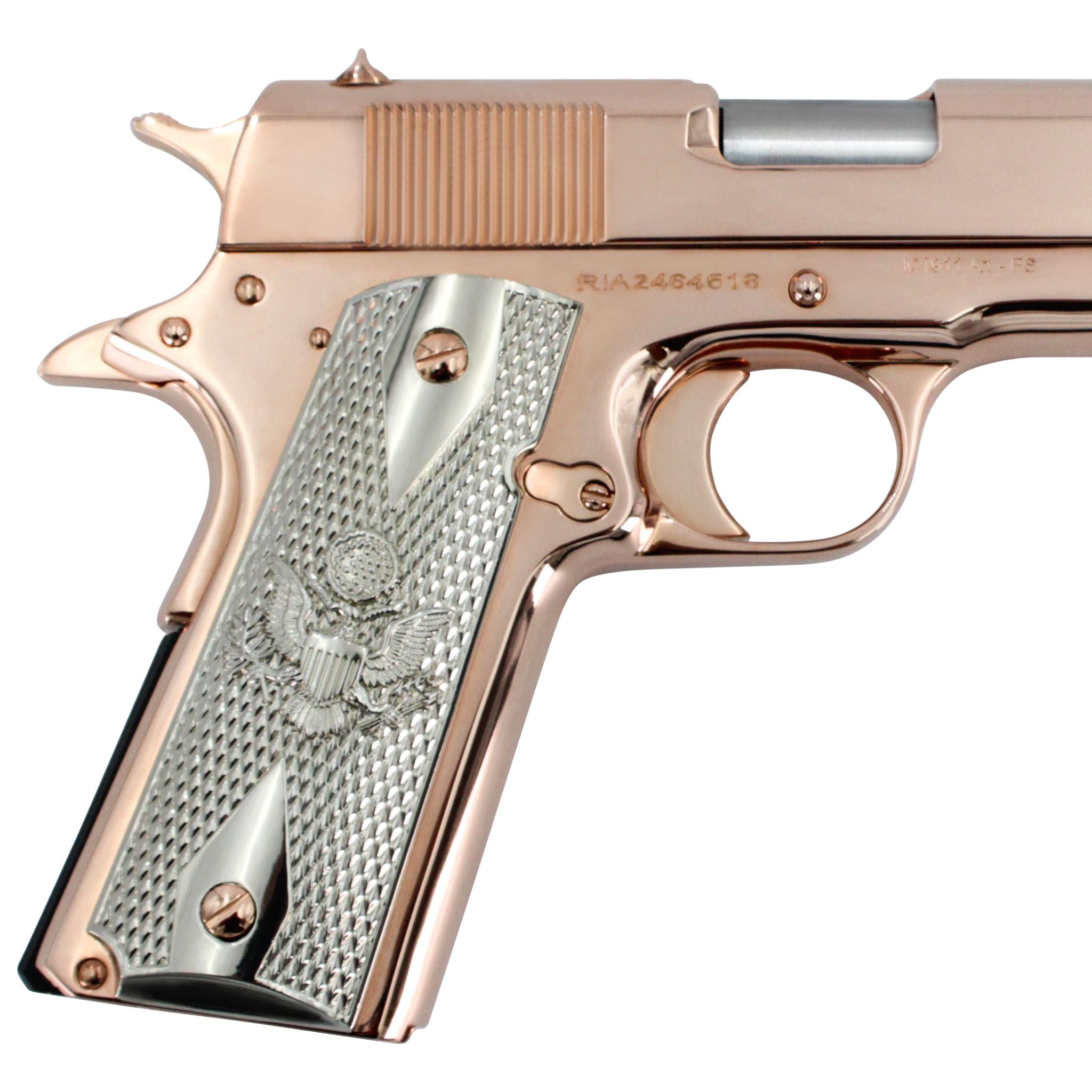 Rock Island 1911 FS, .45 ACP, 18 karat Rose Gold Plated, California compliant handguns - Image 4