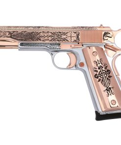 Rock Island, 38 Super, Crusader, 18K Rose Gold Slide, and Accents, White Chrome Frame