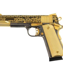 Rock Island 1911 Standard FS, 45 ACP, Classic Scroll engraved, 24 karat Gold and Black Chrome plated