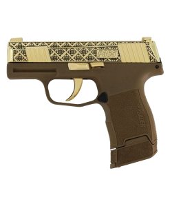 Sig Sauer P365, 9MM, Coyote Arabesque Design, 24K Gold Slide and Accents