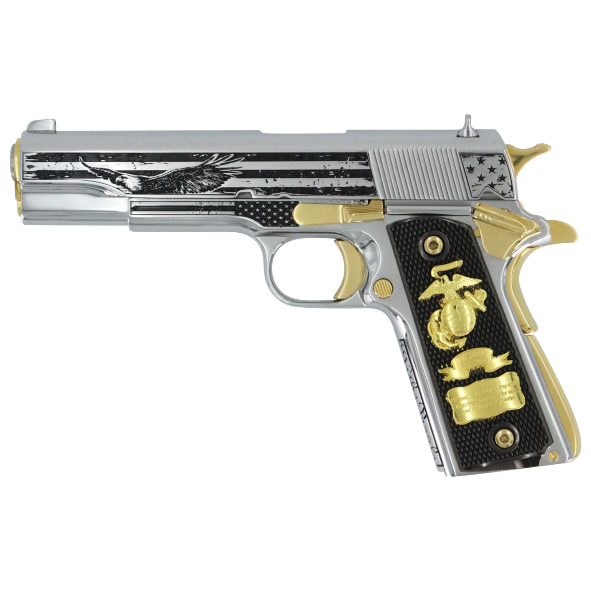 Springfield Armory, 1911 Mil-Spec, 45 ACP, Stars of Glory, High polished stainless steel with 24K Gold Accents