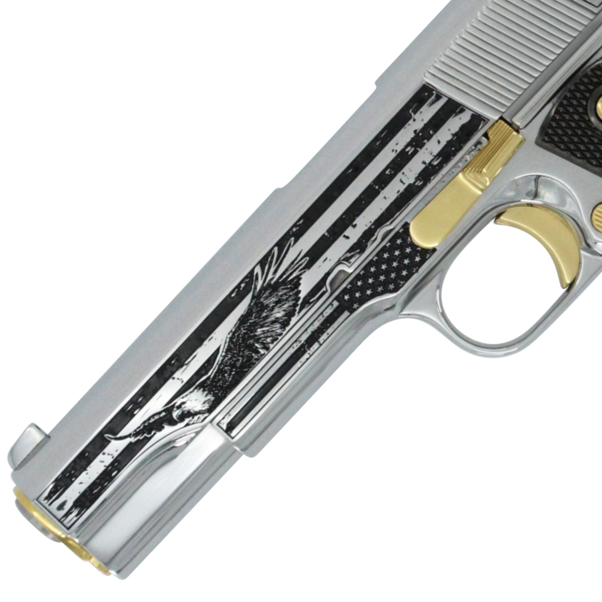 Springfield Armory, 1911 Mil-Spec, 45 ACP, Stars of Glory, High polished stainless steel with 24K Gold Accents - Image 2