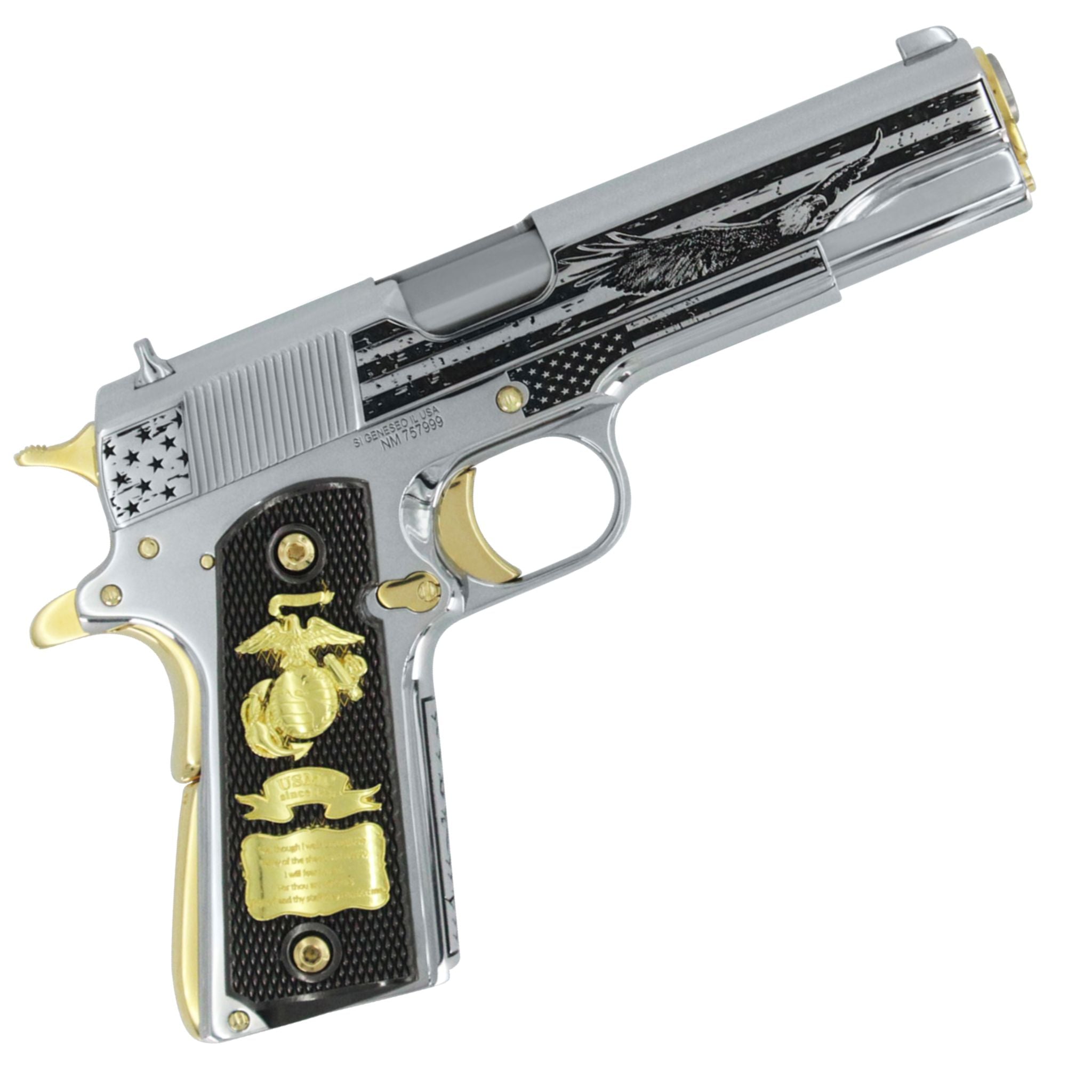 Springfield Armory, 1911 Mil-Spec, 45 ACP, Stars of Glory, High polished stainless steel with 24K Gold Accents - Image 4