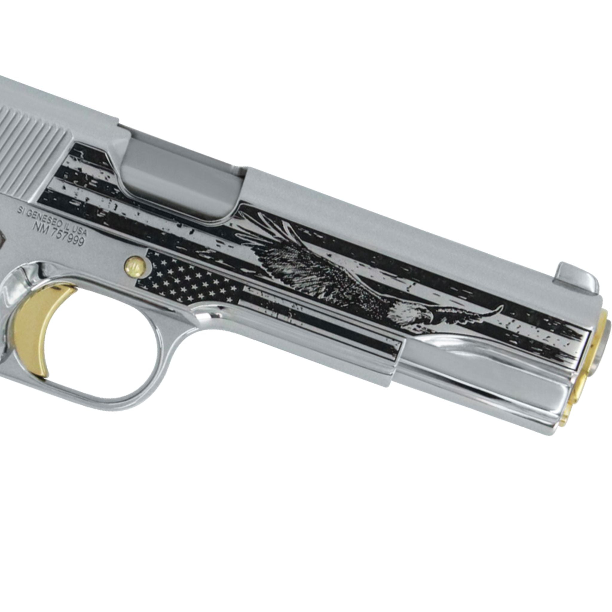 Springfield Armory, 1911 Mil-Spec, 45 ACP, Stars of Glory, High polished stainless steel with 24K Gold Accents - Image 5