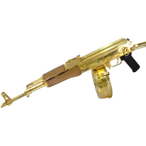 Ak 47 Century Arms Underfolder, 7.62x39mm, 24 karat Gold Plated, w 24k Gold Plated Drum Magazine